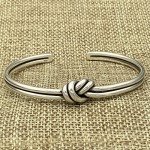 Sterling Silver Knot Cuff Bracelet - Adjustable Design