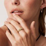 Trendy 18K Yellow Gold Croissant Dome Ring