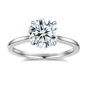 1CT Moissanite Solitaire Engagement Ring in Silver