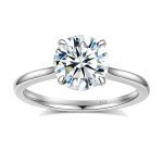 1CT Moissanite Solitaire Engagement Ring in Silver