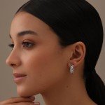Byzantine Silver Hoop Earrings for Women - 22mm