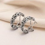 Byzantine Silver Hoop Earrings for Women - 22mm