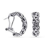 Byzantine Silver Hoop Earrings for Women - 22mm