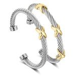 Stylish Two-Piece Twisted Cable Cuff Bracelets