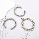Three-Piece Two-Tone Cable Wire Cuff Bracelets