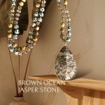 BALOOLA Handmade Long Beaded Pendant Necklace - Beige