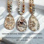 BALOOLA Handmade Long Beaded Pendant Necklace - Beige