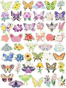 Colorful Butterfly and Flower Enamel Pins Set