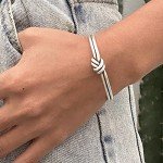 Sterling Silver Knot Cuff Bracelet - Adjustable Design