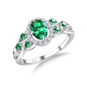 Green Gemstone Promise Ring in 925 Sterling Silver