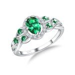 Green Gemstone Promise Ring in 925 Sterling Silver