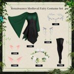 Medieval Fantasy Dress with Crown and Ear Cuffs