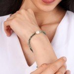 Ruby & Pearl Beaded Bracelet with Gold Chain