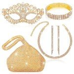 Glittering Rhinestone Masquerade Jewelry Set for Women