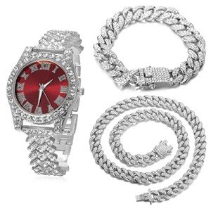 Stylish Kids' Gold Watch with Red Dial & Bracelets