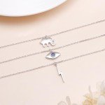 Layered 925 Silver Evil Eye Elephant Necklace