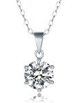 Moissanite Solitaire Pendant Necklace in Sterling Silver