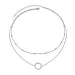 Dainty S925 Sterling Silver Circle Choker Necklace