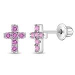 Sterling Silver Cross Shape Stud Earrings for Kids