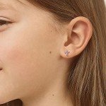 Sterling Silver Cross Shape Stud Earrings for Kids