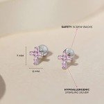 Sterling Silver Cross Shape Stud Earrings for Kids