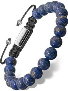 Men's Adjustable Blue Lapis Lazuli Beaded Bracelet