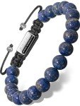 Men's Adjustable Blue Lapis Lazuli Beaded Bracelet