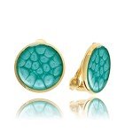 Small Blue and Gold Clip-On Earrings for Women