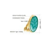 Small Blue and Gold Clip-On Earrings for Women
