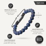 Men's Adjustable Blue Lapis Lazuli Beaded Bracelet