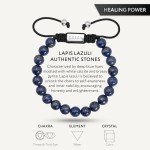 Men's Adjustable Blue Lapis Lazuli Beaded Bracelet