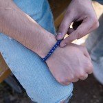 Men's Adjustable Blue Lapis Lazuli Beaded Bracelet
