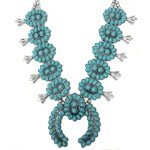 Turquoise Western Squash Blossom Necklace and Earrings Set