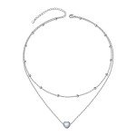 Dainty S925 Sterling Silver Opal Heart Choker Necklace
