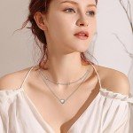 Dainty S925 Sterling Silver Opal Heart Choker Necklace