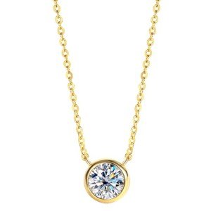 Dainty 1CT Moissanite Necklace in Yellow Gold
