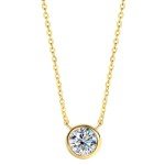 Dainty 1CT Moissanite Necklace in Yellow Gold