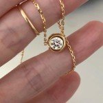 Dainty 1CT Moissanite Necklace in Yellow Gold