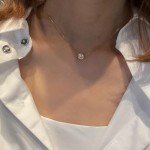 Dainty 1CT Moissanite Necklace in Yellow Gold