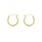 10K Gold Small Diamond Cut Hoop Earrings