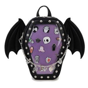Goth Coffin Backpack with Detachable Bat Wings