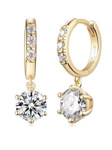 Moissanite Gold-Plated Small Hoop Drop Earrings