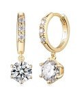 Moissanite Gold-Plated Small Hoop Drop Earrings