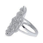 Rhodium Plated Flower CZ Statement Ring for Women