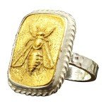 Sterling Silver Honey Bee Signet Ring for Women