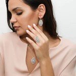 Rhodium Plated Flower CZ Statement Ring for Women