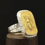 Sterling Silver Honey Bee Signet Ring for Women