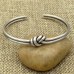 Sterling Silver Knot Cuff Bracelet - Adjustable Design
