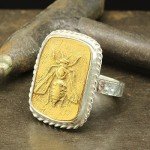 Sterling Silver Honey Bee Signet Ring for Women