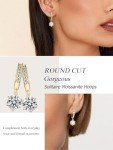 Moissanite Gold-Plated Small Hoop Drop Earrings